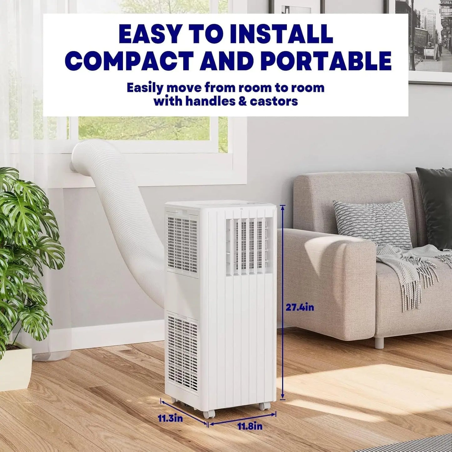 8,000 BTU Portable Air Conditioner, 3-in-1 AC Unit with Cooling, Dehumidifier & Fan, Fast Cooling for Rooms up to 350 Sq. Ft., Remote Control, 24H Timer, Sleep Mode, Window Kit Included, 115V, White