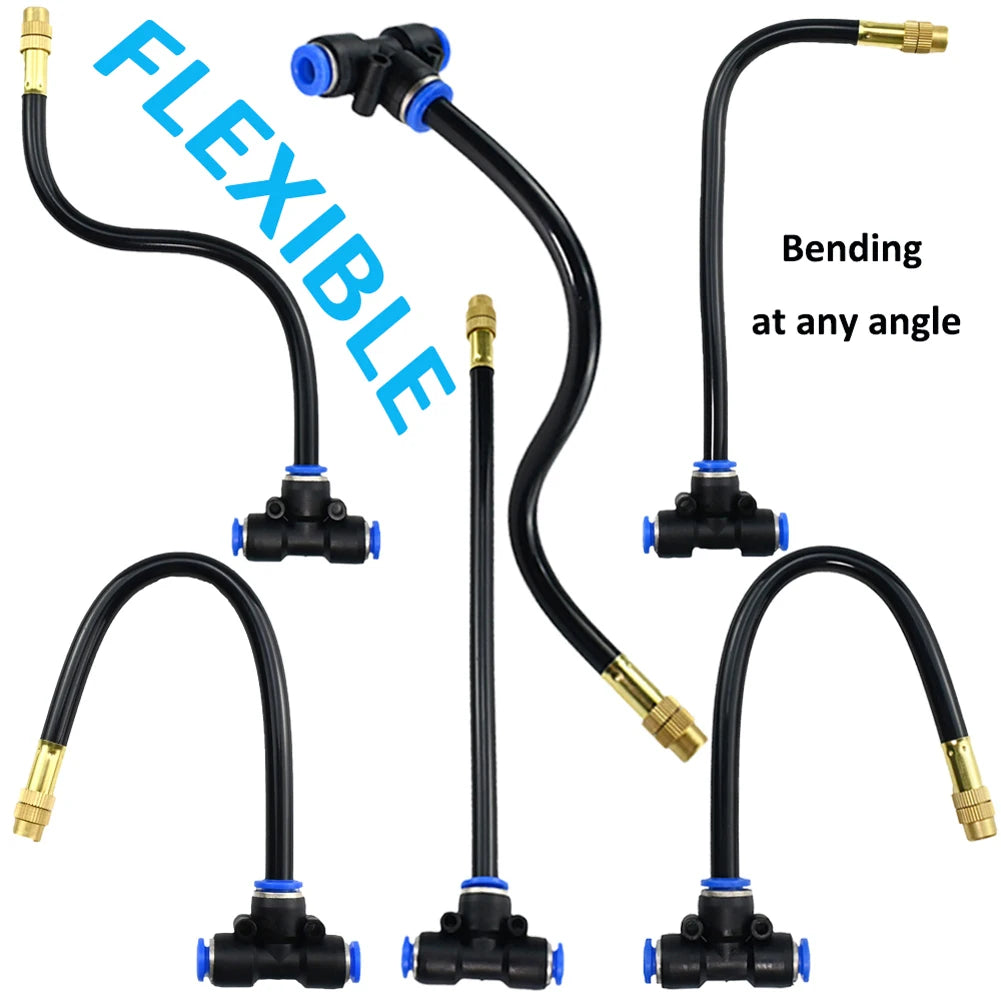 5M/10M Atomization Sprinkler with 20cm Rotating Copper Nozzle Balcony Rainforest Sprayer Adjustable 360 Degree Bend for Garden