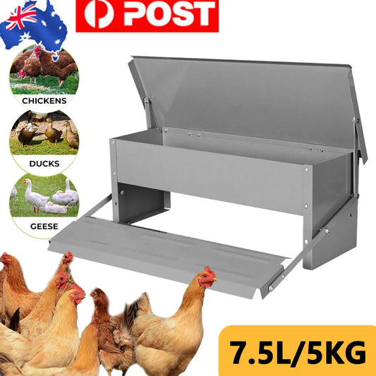 Automatic Chicken Feeder Chook Food Feeder 5kg Capacity Treadle Self Opening Pou