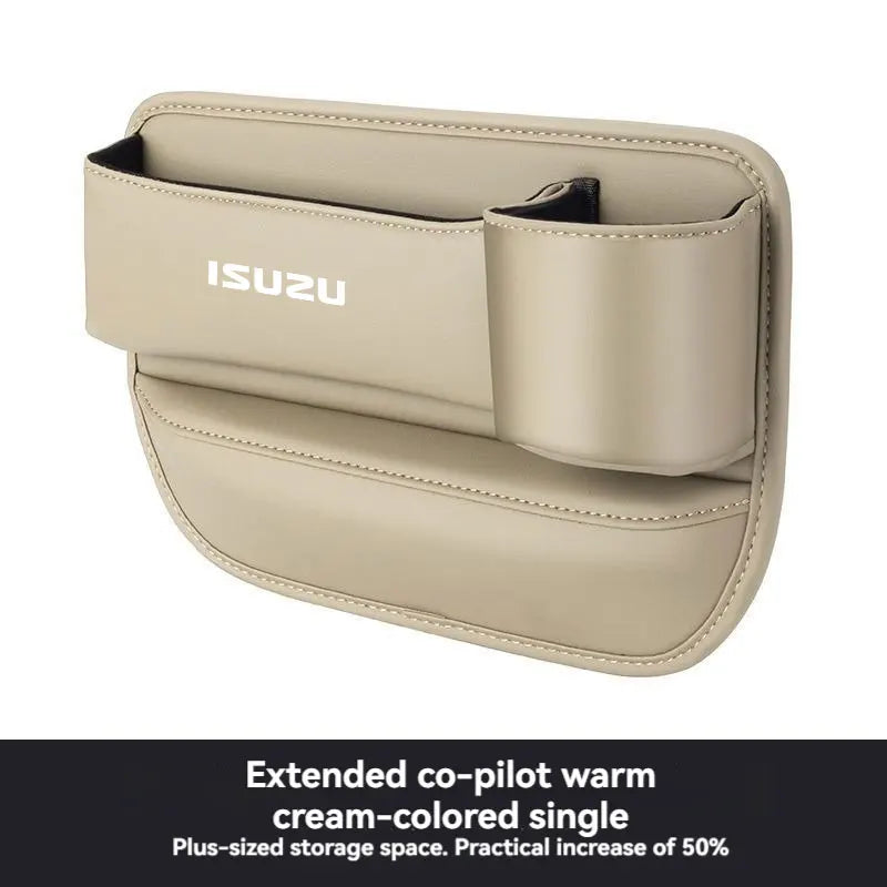 For ISUZU Car Accessories Leather Car Seat Gap Organizer Crevice Side Storage Box Filler Side Storage Pocket with Cup Holder