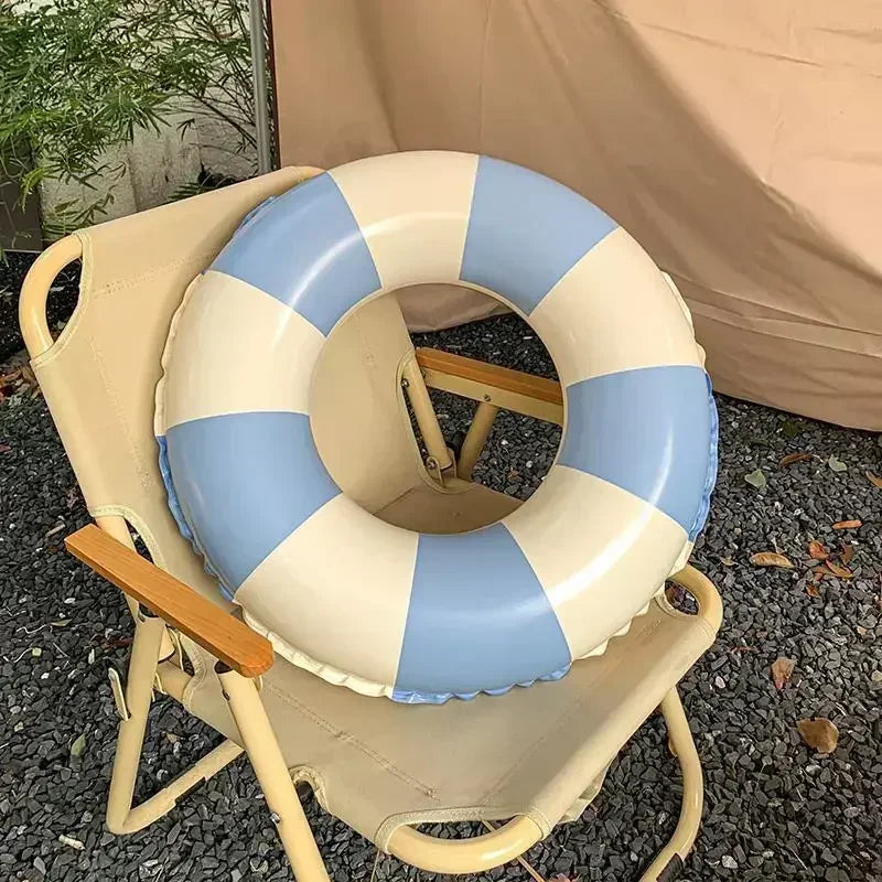 Children's Swimming Ring PVC Striped Swimming Ring Summer Boys Girls Inflatable Floating Cushion Swimming Tube Floating Donuts
