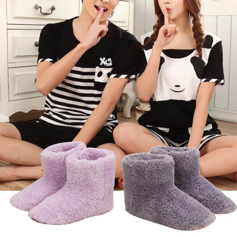 Electric Heater Shoes Men Women Winter Warm Snow Boots Foot Warmer Plush Heating Rechargeable Slippers Electric Heated Slippers