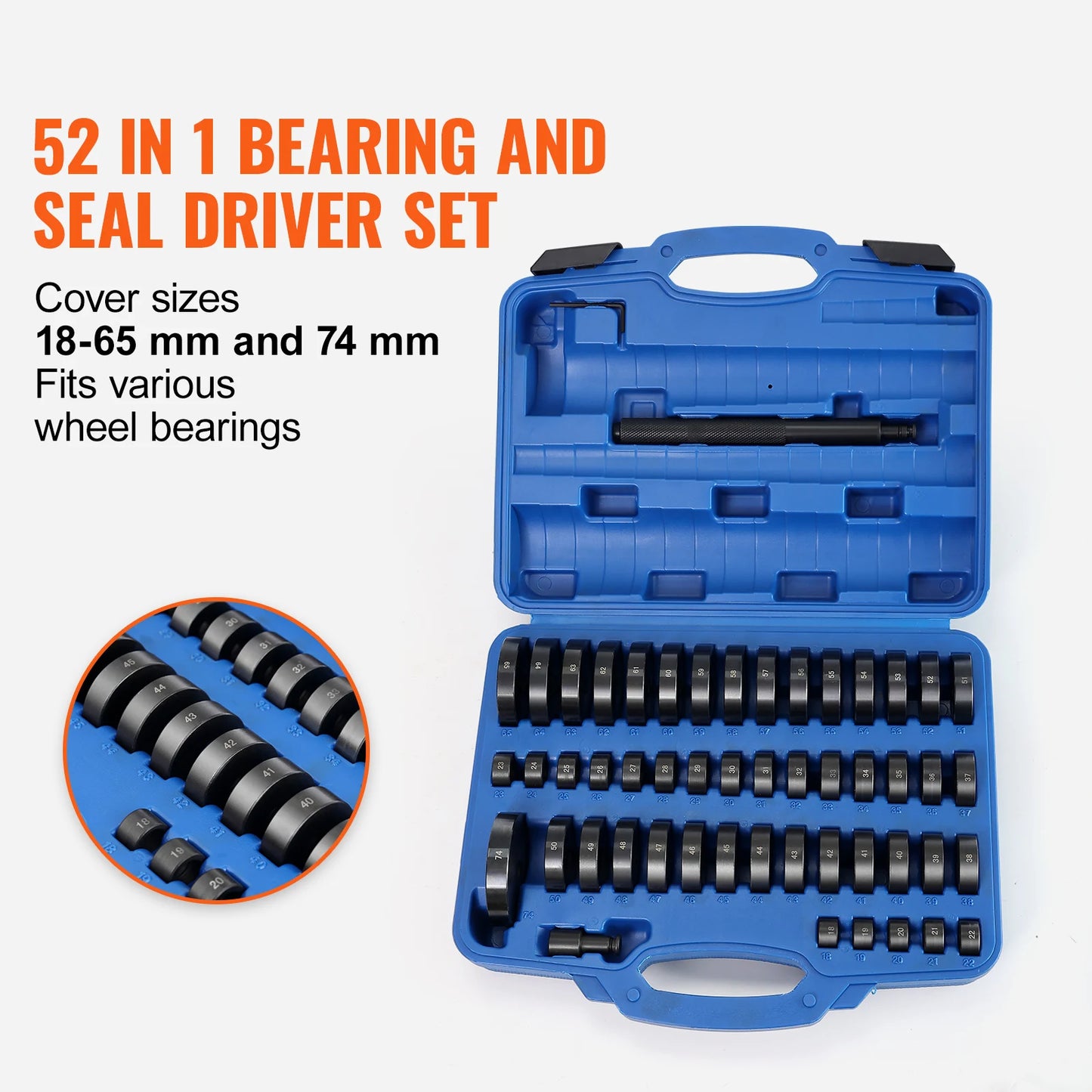 SucceBuy 52Pcs Custom Bushing Bearing&Seal Driver Set Transmission Wheel Axle Bearing Race Seal Driver Installer Remover 18-65mm