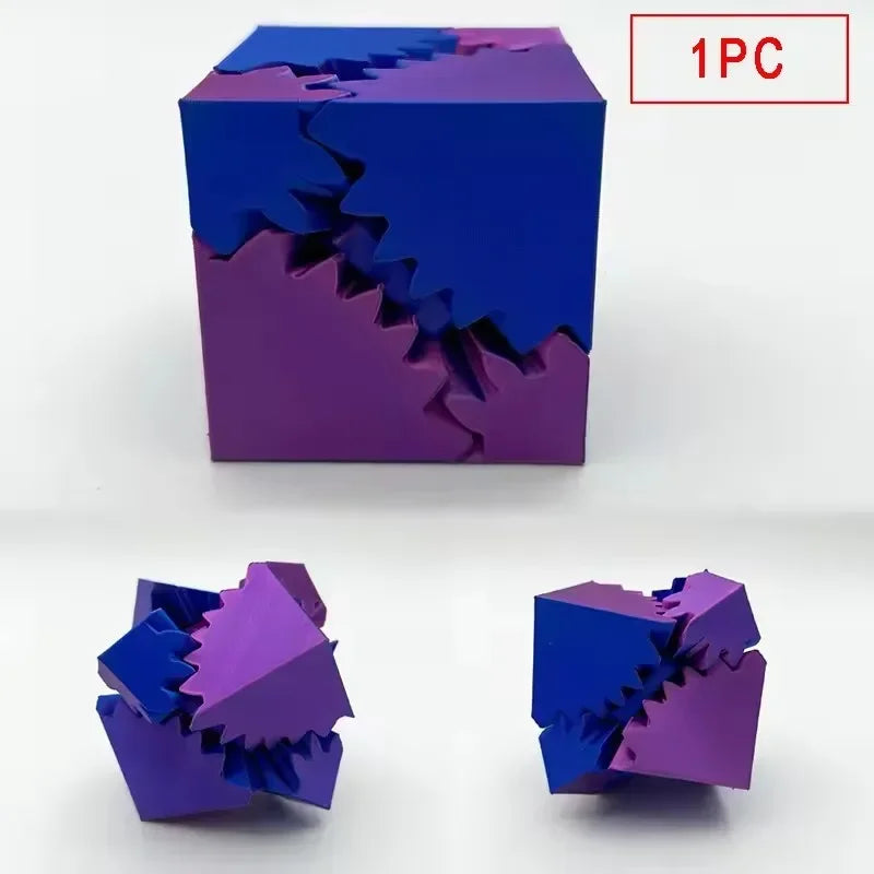 3D Printed Cube Fidget Toy Gear Ball Stress Relief Cube Rotating Stress Relaxing Toy Desktop Decoration Decompression Toy