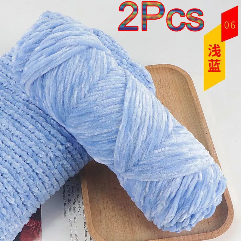2Pcs Chenille Yarn hand Knitting 100% Polyester Velvet Yarn Crocheting Amigurumi bag line knit sweater blanket hat scarf threads