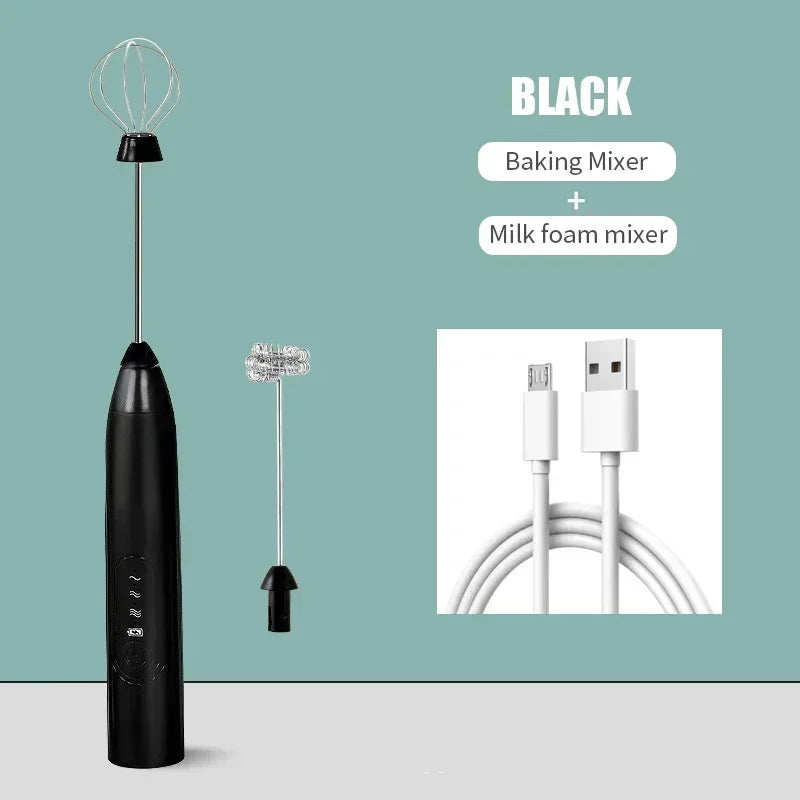 Portable USB Electric Egg Beater for Household Kitchen Handheld Egg White Coffee Frother Whipping Foam and Cream Kitchen Gadgets