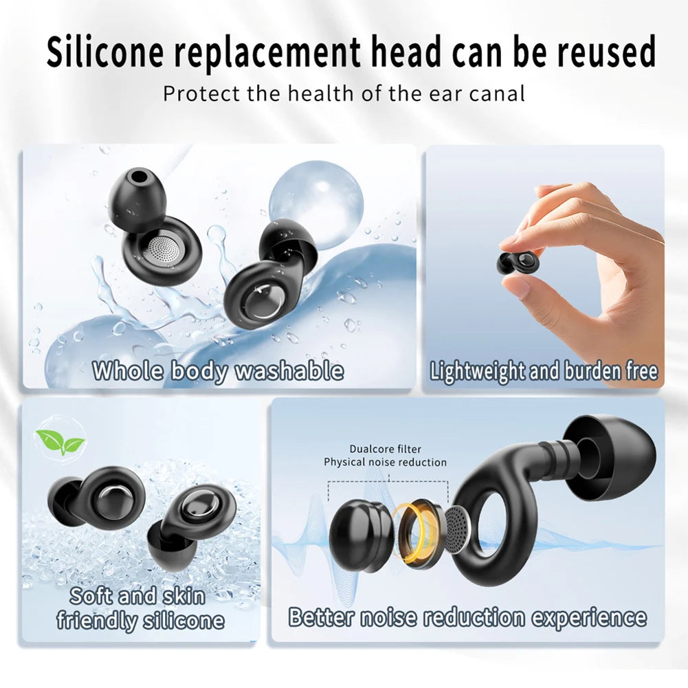 Silicone Ear Plugs Noise Cancelling Reusable Hearing Protection Anti-noise Earplugs with 10 Eartips & Carrying Case for Sleeping