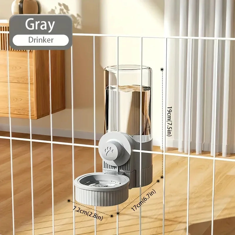 New Hanging Automatic Pet Food Feeder/Water Dispenser, Gravity Cat Auto Feeder Waterer Set with Container Bowl for Cage