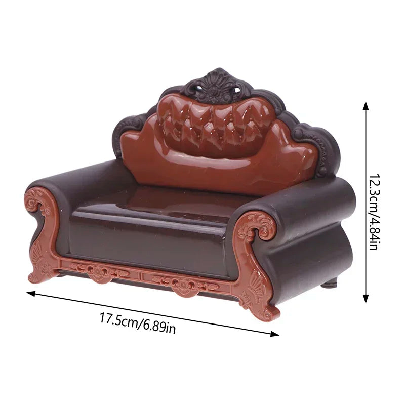 Mini Dollhouse Furniture Sofa with Pillow Set Simulation 1:12 Miniature Living Room Kids Pretend Play DIY Doll House Decor