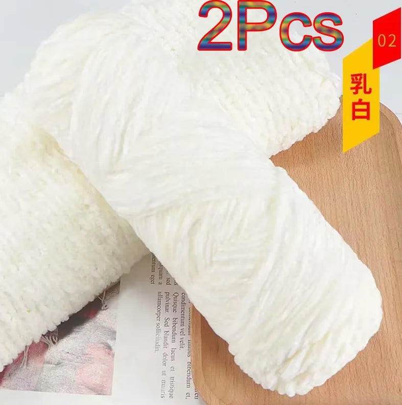 2Pcs Chenille Yarn hand Knitting 100% Polyester Velvet Yarn Crocheting Amigurumi bag line knit sweater blanket hat scarf threads