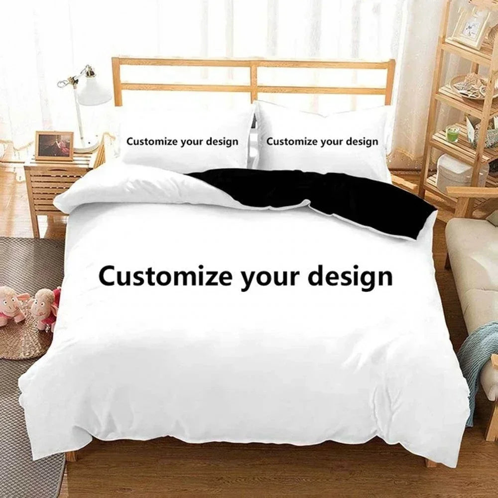 Customized Design Photo Logo Duvet Cover Set Boys Adults Kids Gift Custom DIY Bedding Set Queen King Size Personalized Bet Set