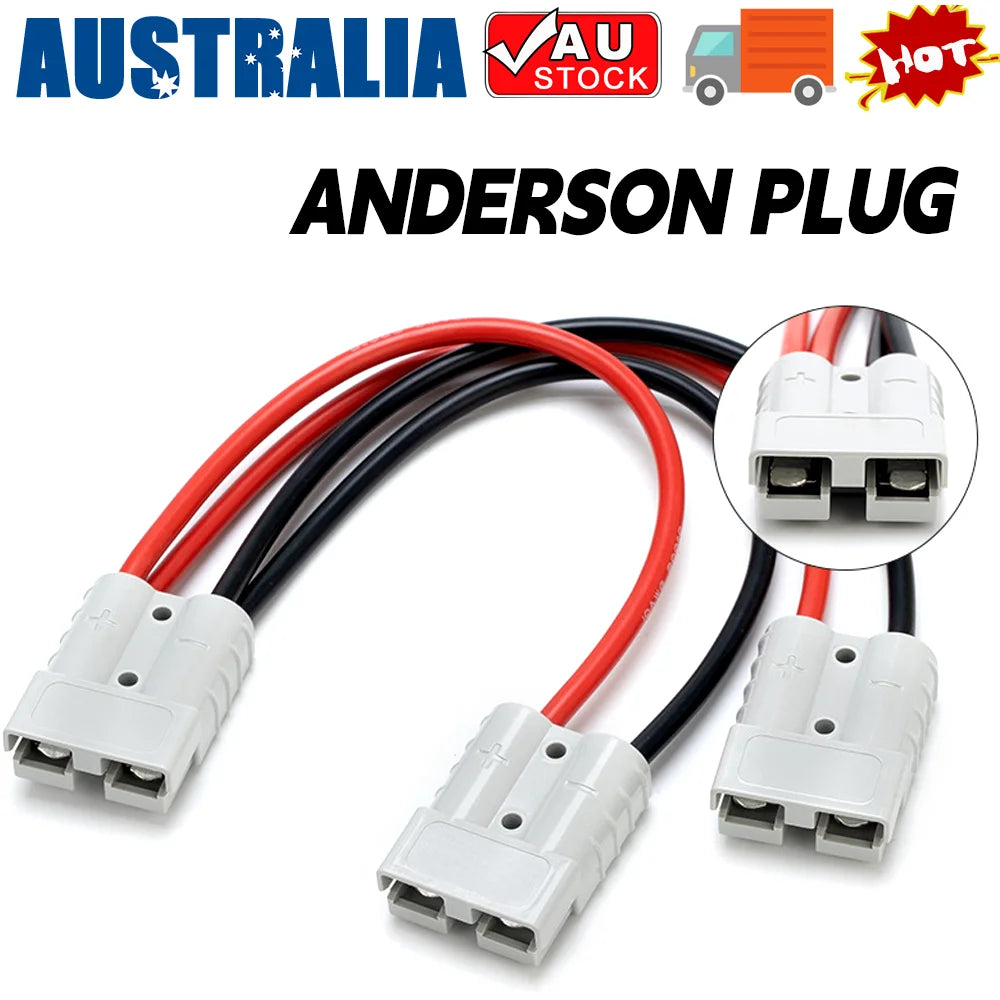 1/2pcs 50 Amp Genuine Anderson Plug Connector Double Y Adaptor 6mm Automotive Cable New