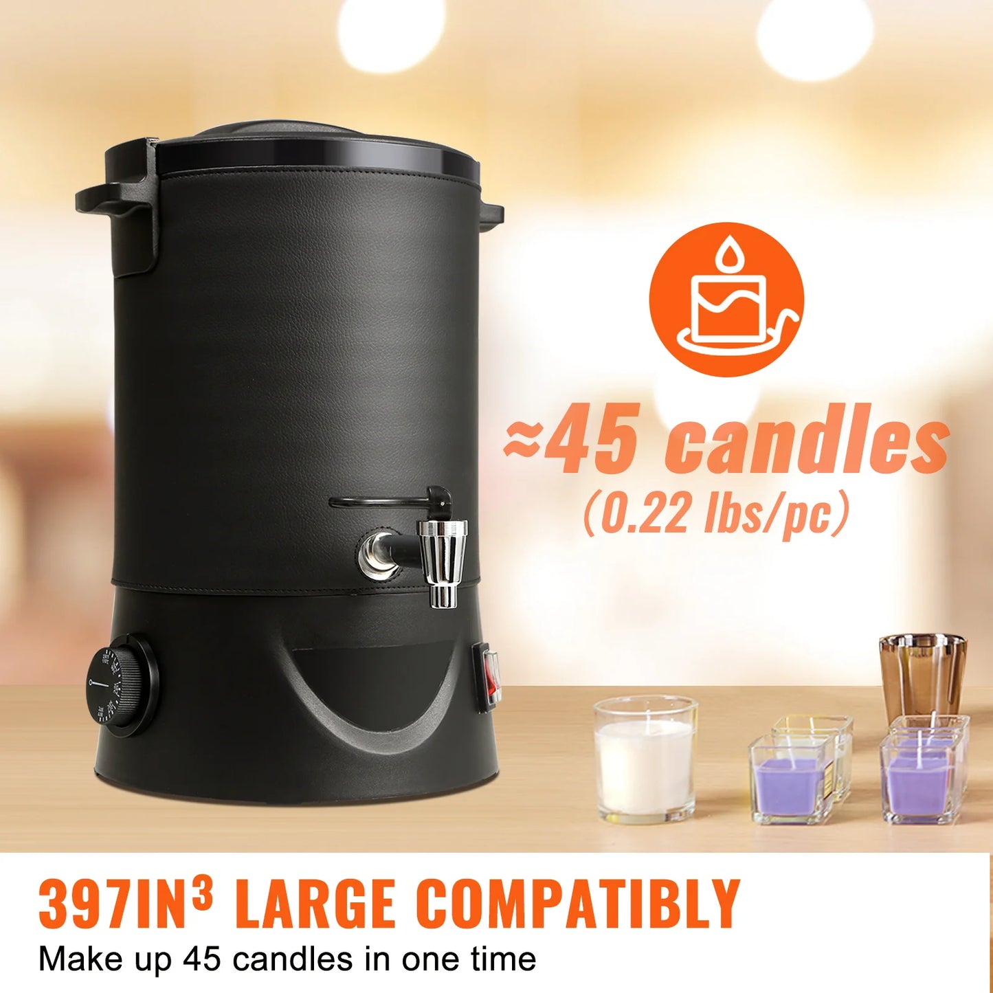 SucceBuy 6.5 L 10 L Wax Melter for Candle Making Large Electric Wax Melting Pot Easy Pour Spout 9-Level Temperature Control