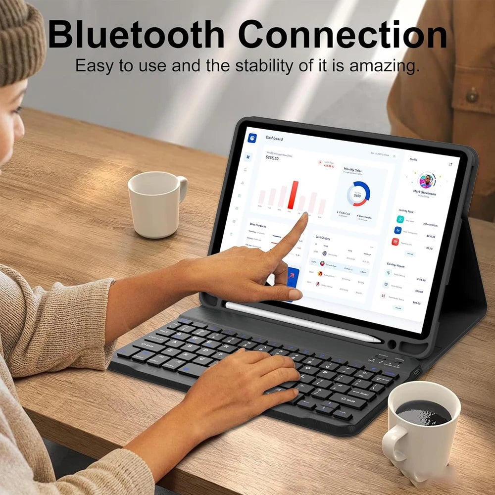Keyboard Case for iPad (A16) 11th/10th Generation,Detachable Wireless Keyboard,Stand Folio Keyboard Cover with Pencil Holder