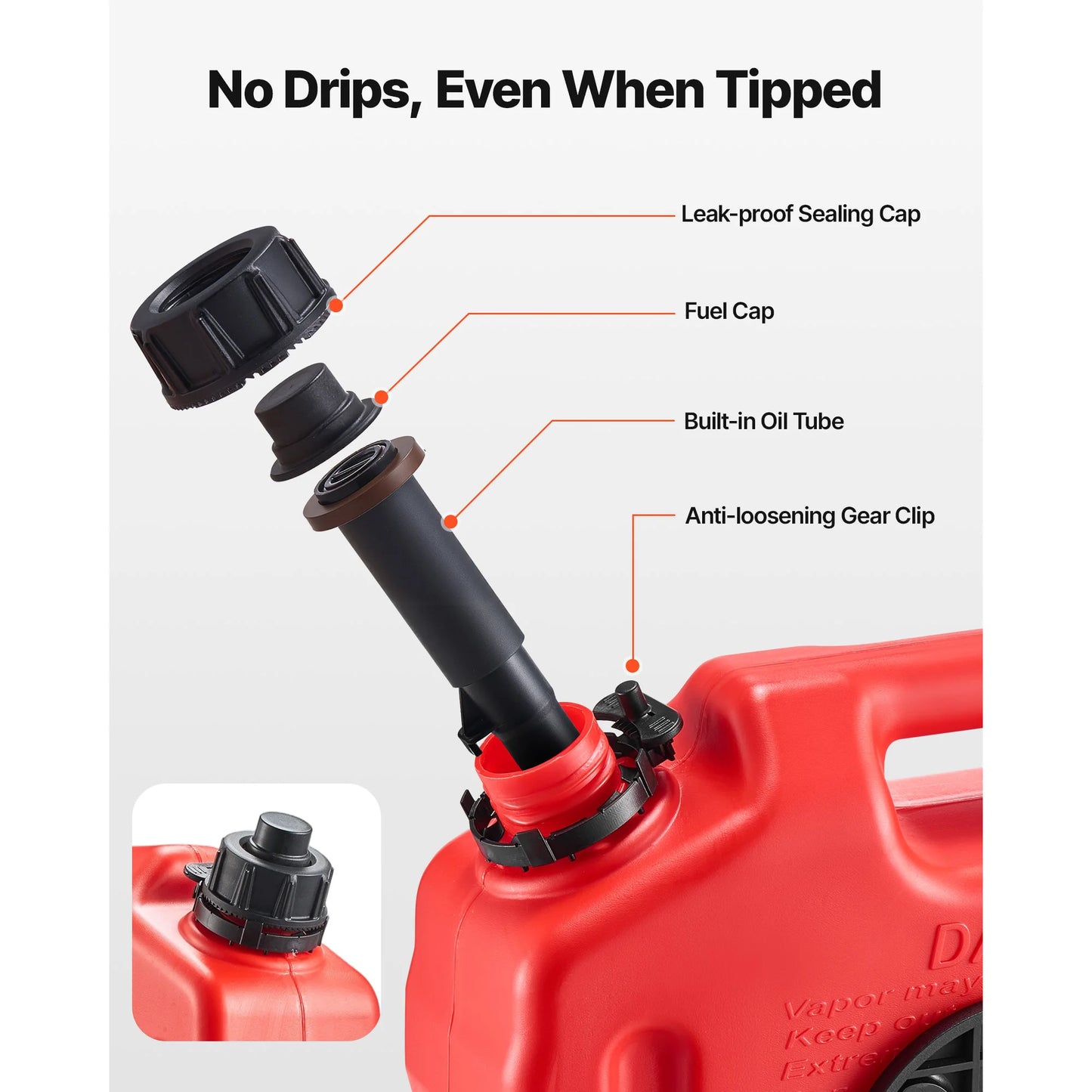 SucceBuy Fuel Container 2.6 Gal 15 L/min Max Flow Rate Portable with Spout and Lockable Bracket Secure Leak-proof for Most Cars