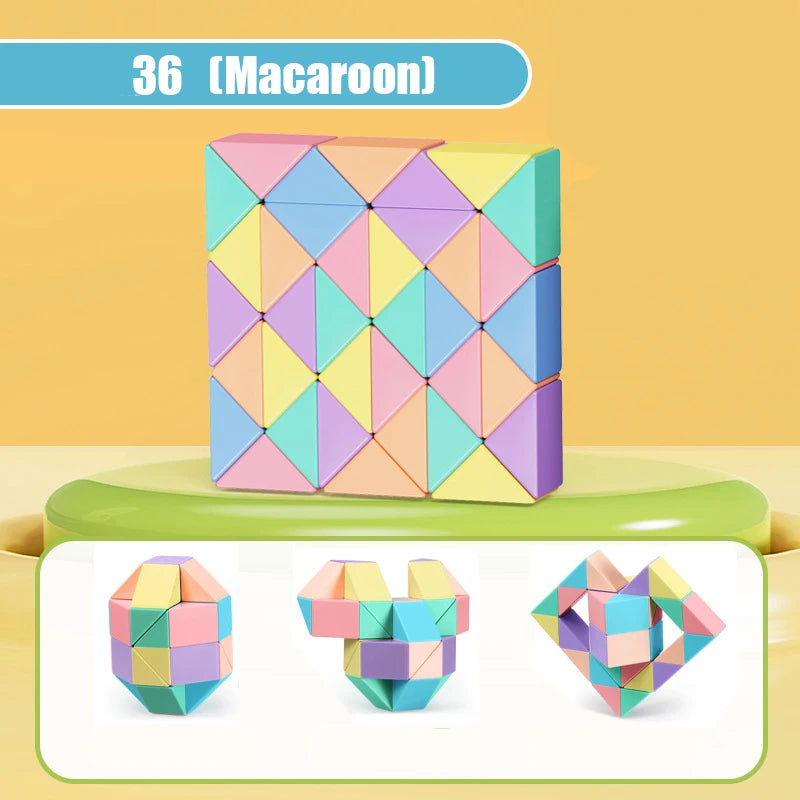 24-72 Segments Magic Rule Snake Multi-color 3D Puzzle Fidget Toys Decompression Transformable Cubes Educational Toys
