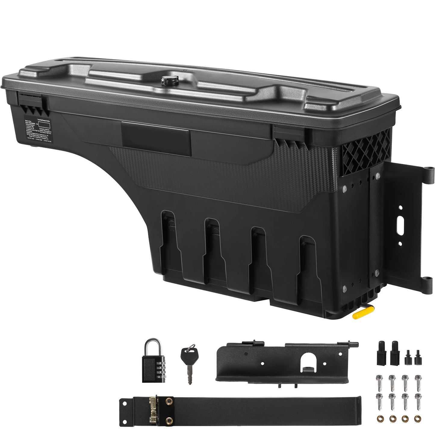 SucceBuy  Truck Bed Storage Box Passenger Side Lockable Lid Waterproof ABS Wheel Well with Password Padlock Tool Box for Trucks