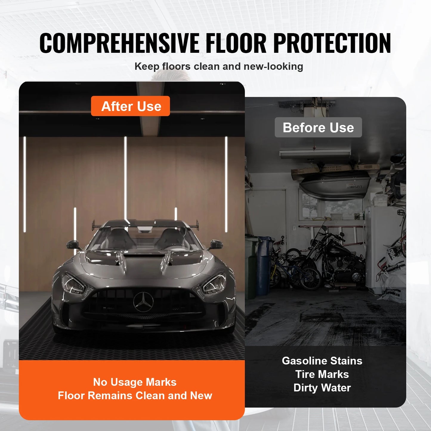SucceBuy Diamond-Plate Rubber Flooring Roll 4 x 6/8/10/15 ft SBR Rubber Garage Floor Mat Easy to Clean for Under Cars Garage Gym