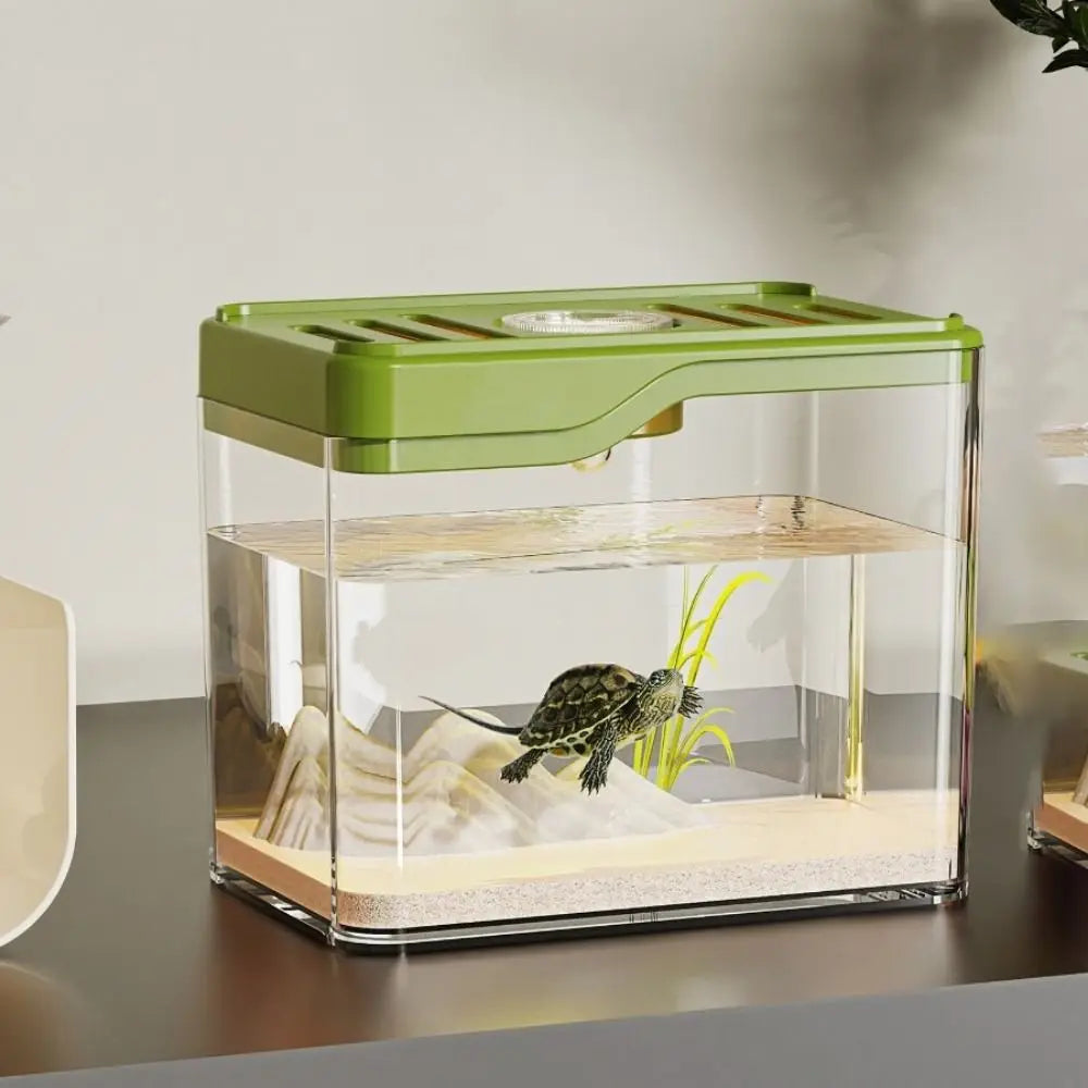 Transparent Mini Fish Tank Drop Resistant Shatterproof Turtle Tank Breathable Plastic Desktop Fish Tank Living Room