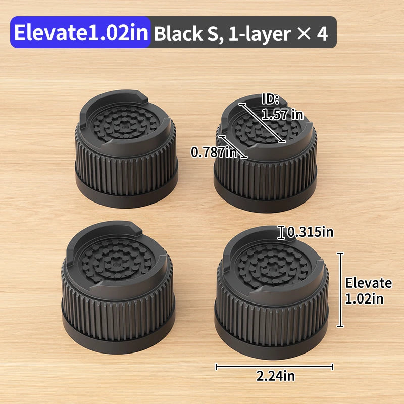 Multi-Purpose Round Furniture Risers | Non-Slip, Quiet & Moisture-Proof Height Extenders for Beds, Sofas, Tables