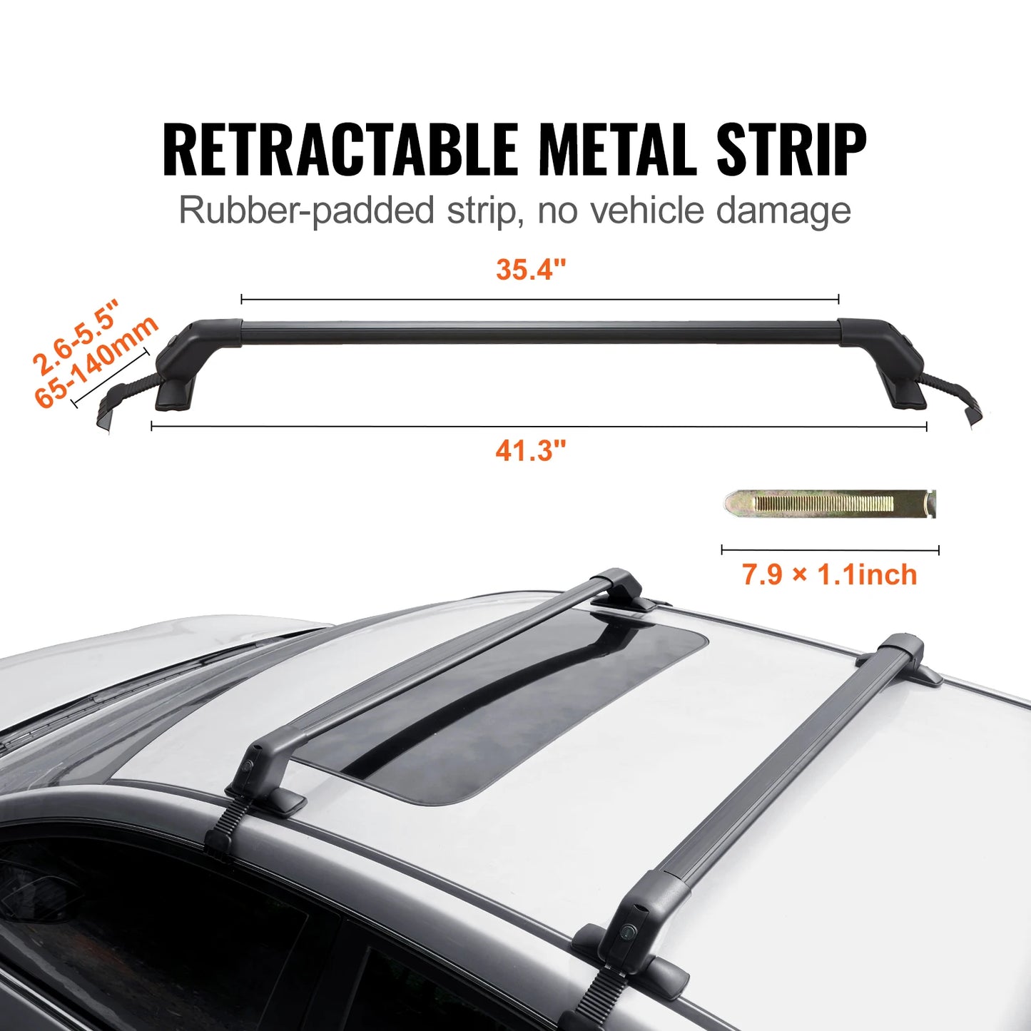 SucceBuy 155 lbs Universal Roof Rack Cross Bars Aluminum Roof Rack Crossbars Adjustable Bare Roof Crossbars with Lock for SUV
