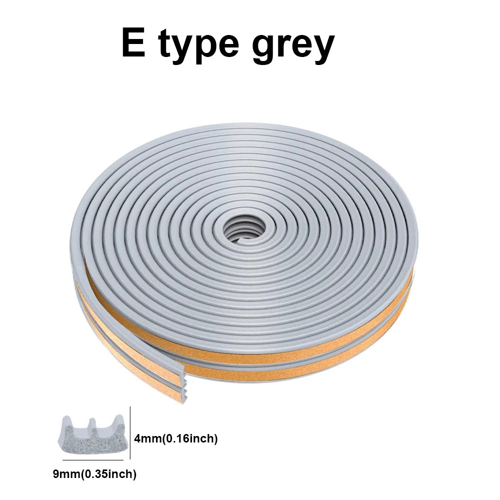 5m/10m DIEP Shape Door Seal Strip Self-adhesive Window WeatherStripping Insulation Noise Rubber Sealing Strip Draft Stopper Tape