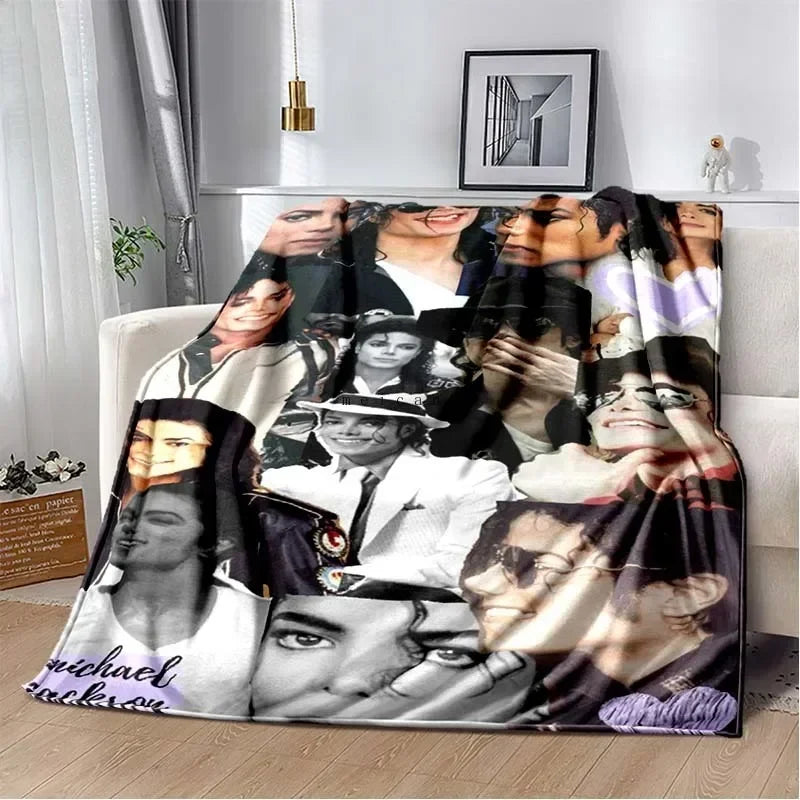Pop Music Michael J-Jackson Printed Flannel Blanket , Warm  Soft Cozy Blanket Flannel  Livingroom  Home Decor Birthday Gift
