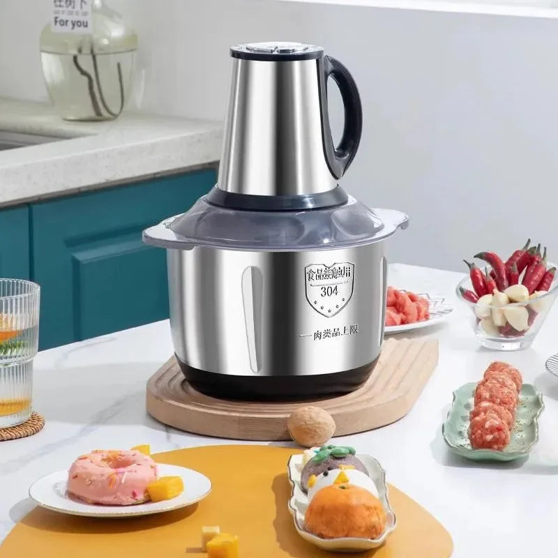 Hot Sale 5L Stainless Steel Electric Food Grinder EU Standard Multifunctional Meat Vegetable Chopper Household Kitchen Processor