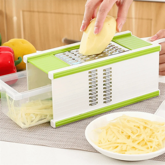 Multi-functional 5 in 1 Vegetable Chopper Manual with Container Potato Slicer Stainless Steel Sharp Carrot Cutter Restaurant