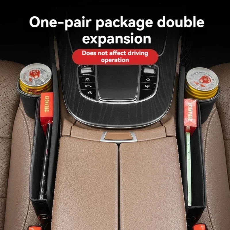 For ISUZU Car Accessories Leather Car Seat Gap Organizer Crevice Side Storage Box Filler Side Storage Pocket with Cup Holder