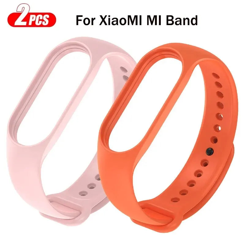 2Pcs Watchband For Mi Band 7 6 5 4 3 Bracelet Xiaomi Mi Band Strap Silicone Sport Replacement Wristband Smartwatch Accessories