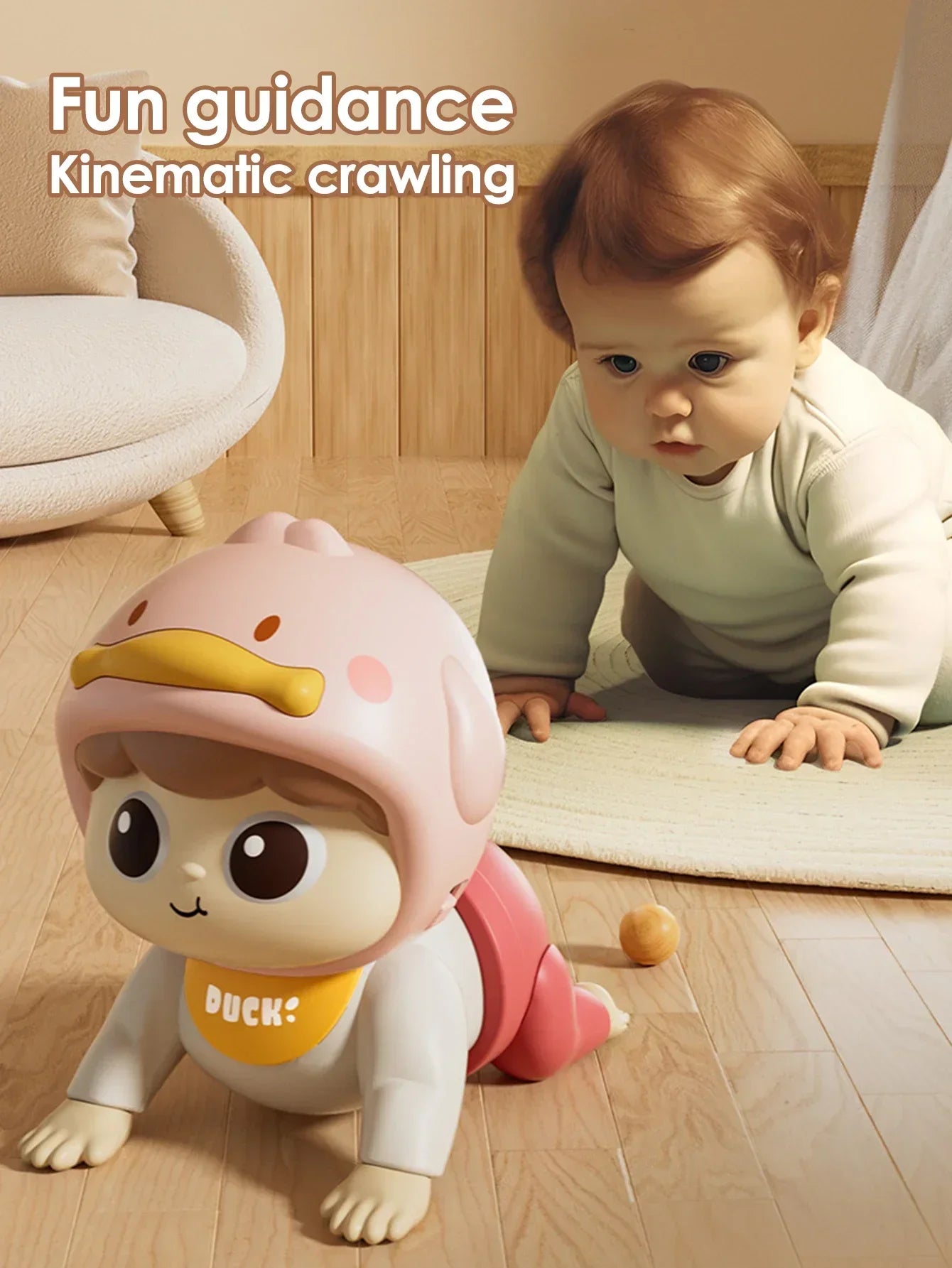 1Pcs Crawling Doll with Music Baby Toys, learn crawling guidance, head up training, puzzle early education Toy，baby gift