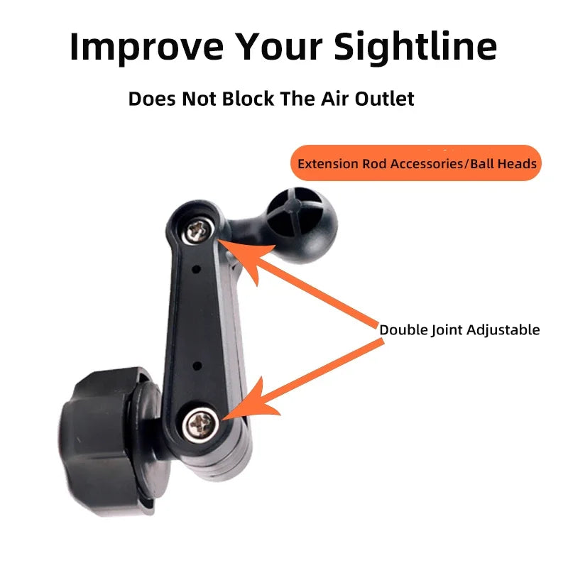 Car Phone Holder Extension Rod Air Outlet Display Adapter Extension Arm Modification Accessories 17mm Universal Ball Head
