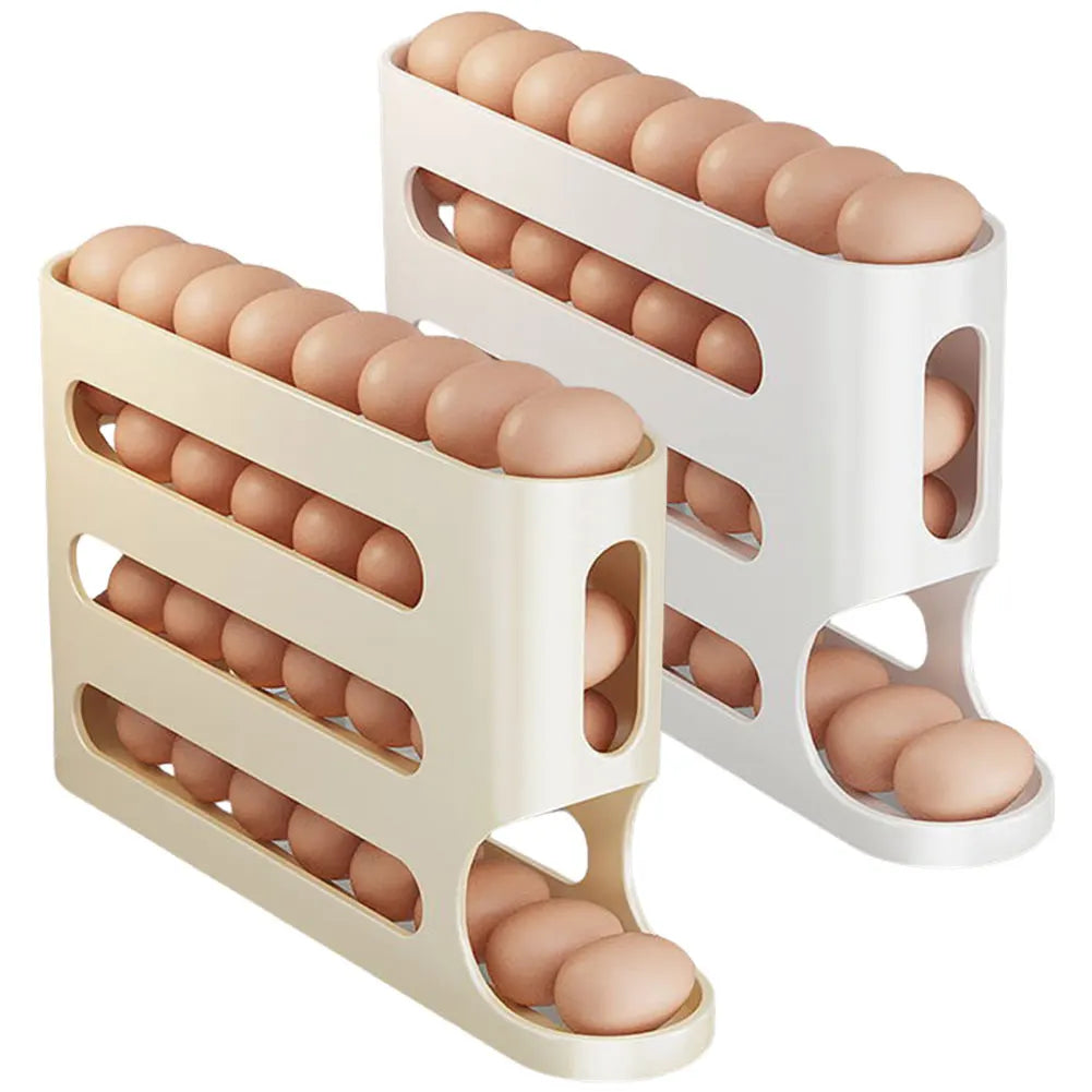 4 Layers Refrigerator Egg Dispenser Space-Saving Stackable Egg Organizer Kitchen Rolling Eggs Container for Refrigerator Storage