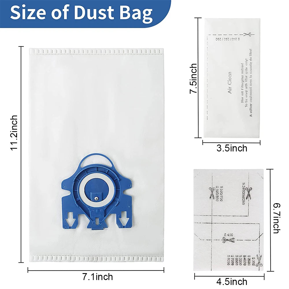 12x Vacuum Cleaner Bags For Miele FJM Hyclean 3D GN C2 C3 S2 S5 S8 S5211 S5210