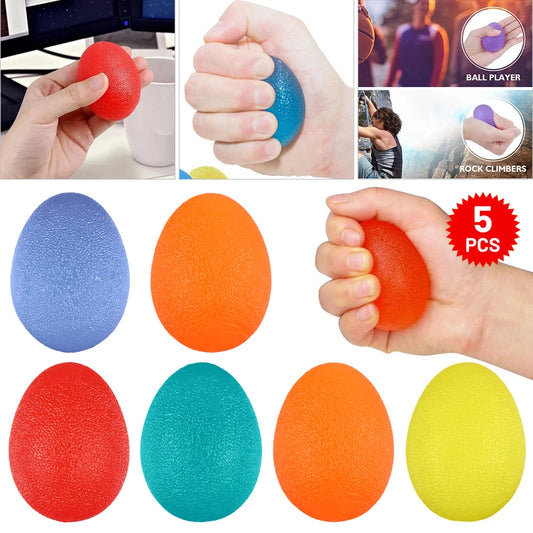 5PCS Silicone Squeeze Grip Ball Hand Finger Exercise Stress Relief Therapy Ball