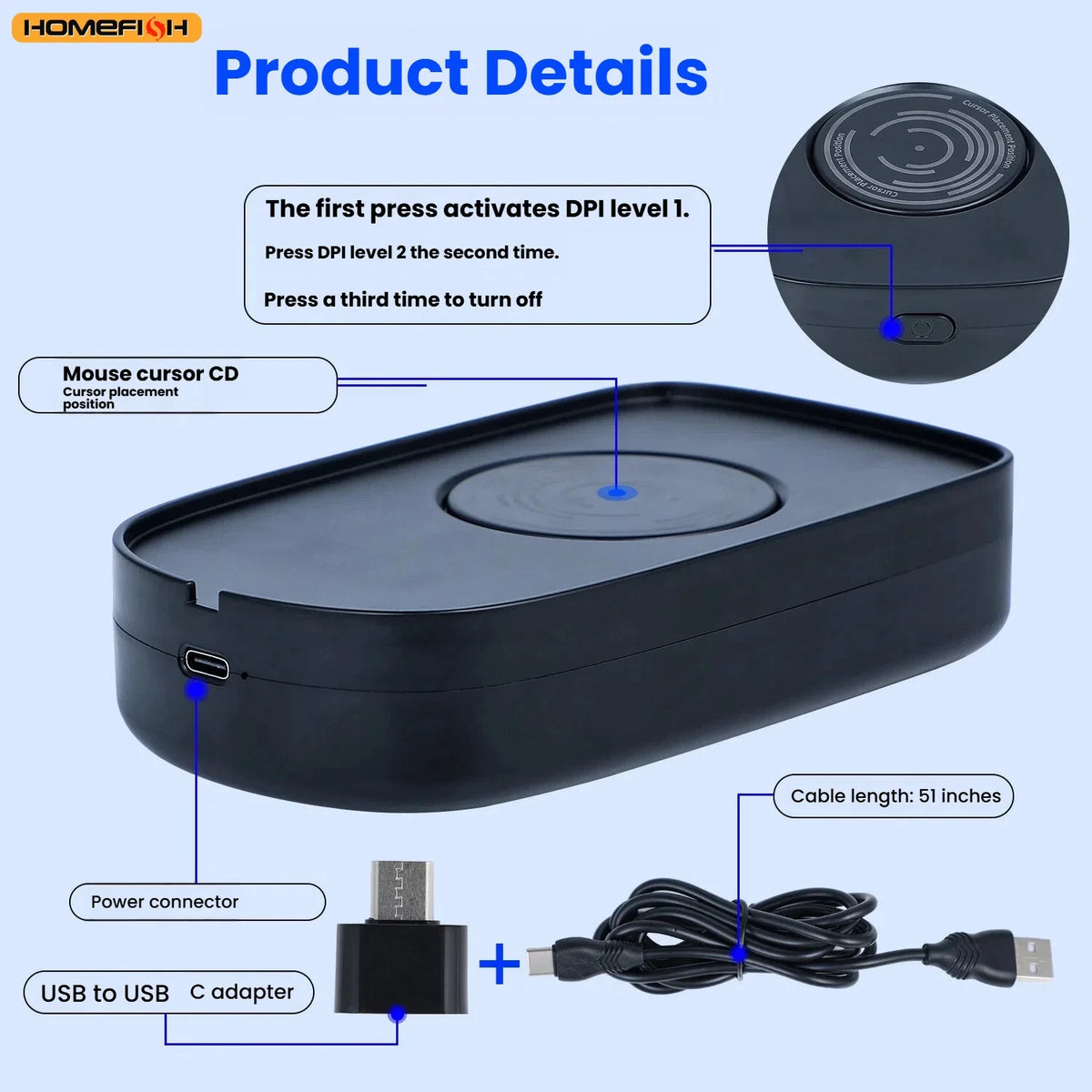 Undetectable Mouse Jiggler 5V 1A Simulate Mouse Mover Wired Wireless Mouse Compatible for Computer Awakening for Keeps PC Active