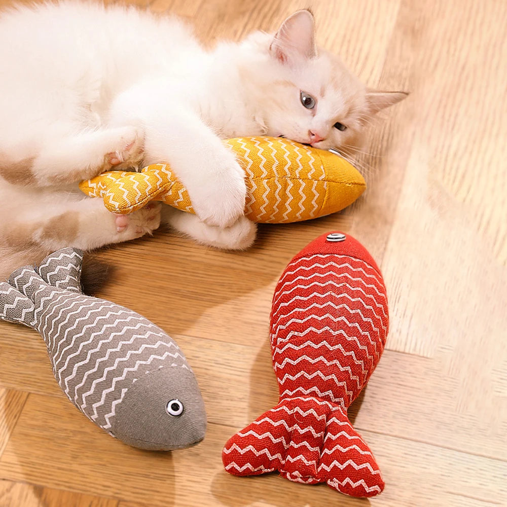 Random Style Fun Cat Sackcloth Fish Toy High With Catnip Fish Pet Cat Gnawing Inside The Toy Room Pet  Cat DogToy