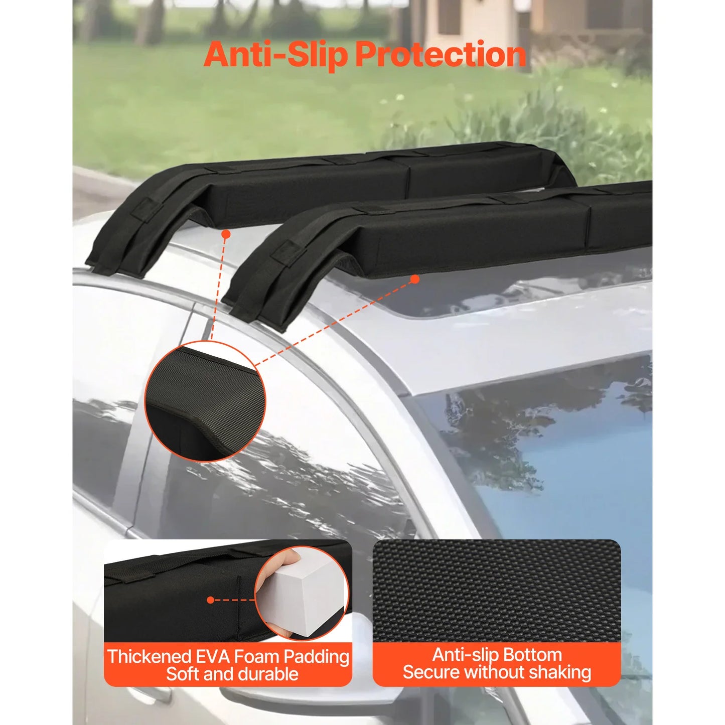 SucceBuy Soft Roof Rack Pads, 31.5"Universal Car Roof Rack Pad 176LBS Luggage Kayak Carrier for SUP Canoe Snowboard Paddle Board