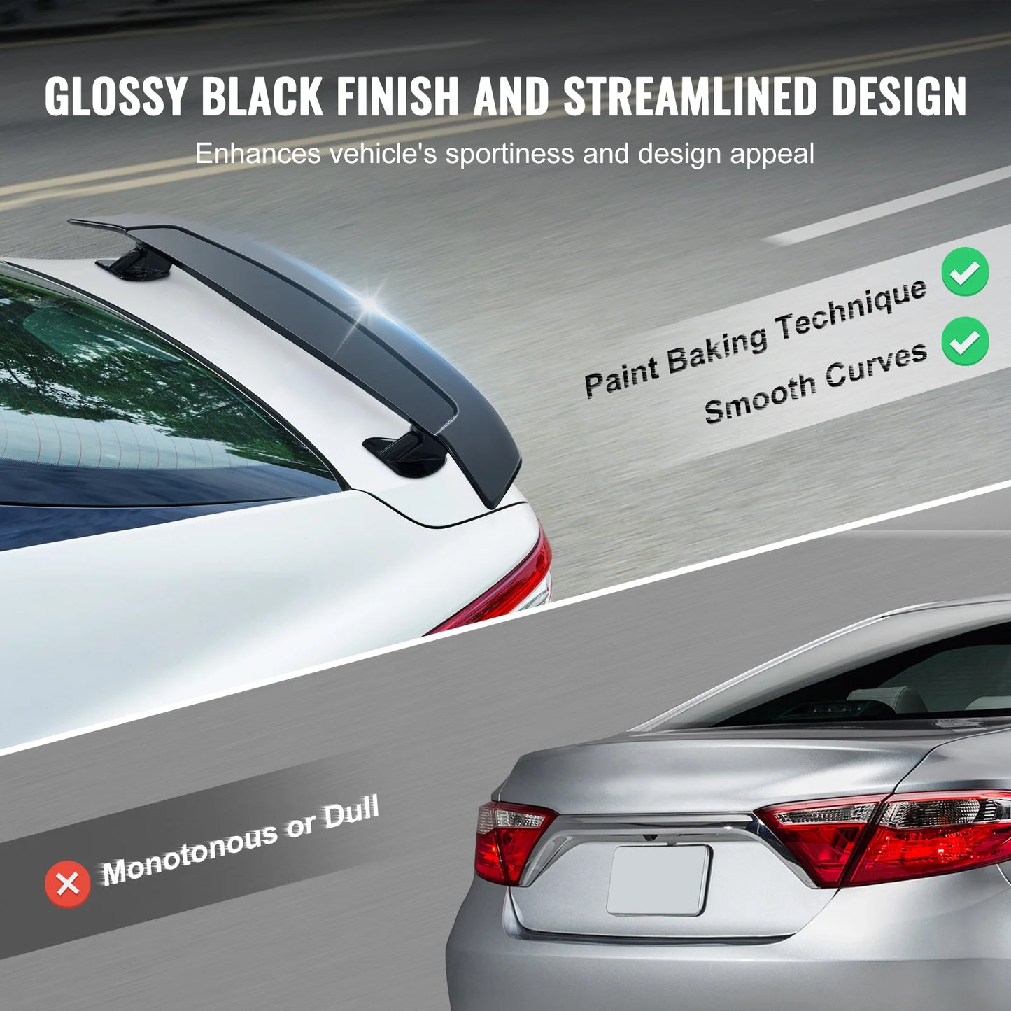 SucceBuy GT Wing Car Spoiler 46.3inch Universal Spoiler Compatible with most Sedans and Coupes High Strength ABS Material Black
