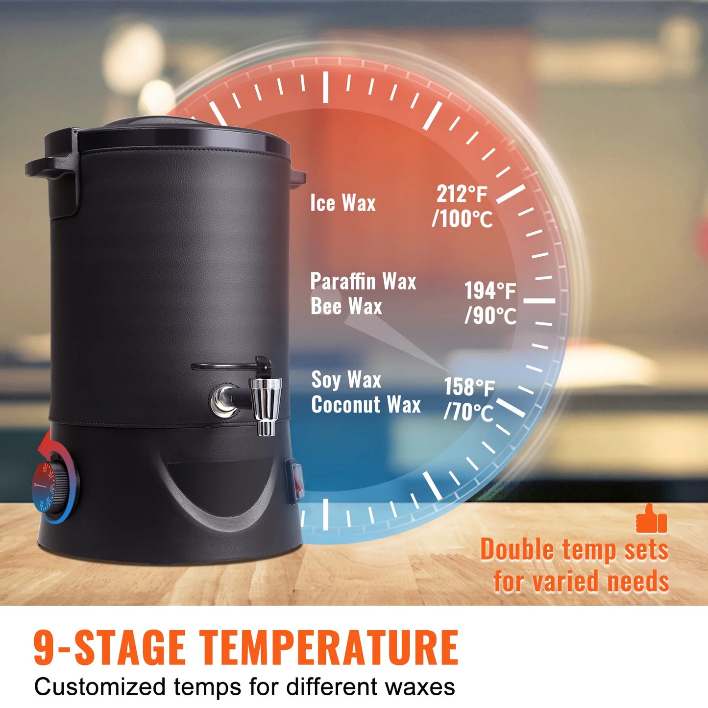 SucceBuy 6.5 L 10 L Wax Melter for Candle Making Large Electric Wax Melting Pot Easy Pour Spout 9-Level Temperature Control