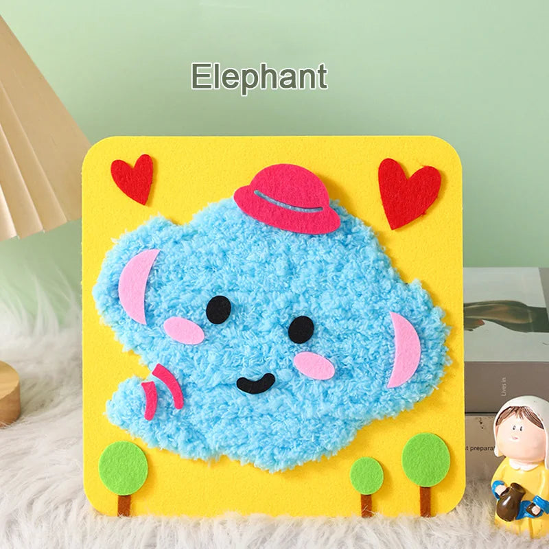 DIY Cartoon Animal Embroidery Doll Kits Fun Non-woven Fabric Threading Sewing Boards Kids Children Handmade Crafts Toys Gifts