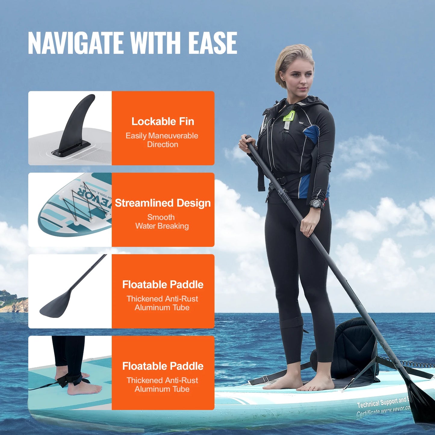 SucceBuy Inflatable Stand Up Paddle Board 10' x 33" x 6" Wide SUP Paddleboard with Removable Kayak Seat Paddle
