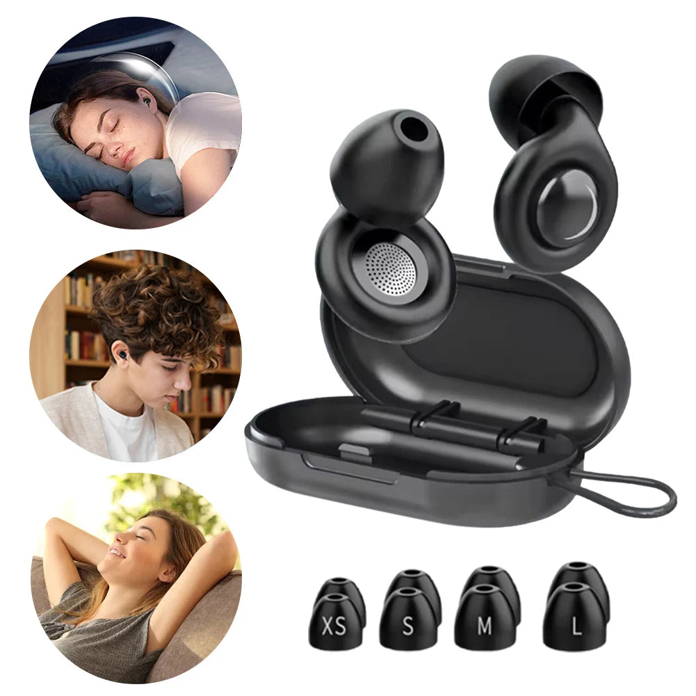 Silicone Ear Plugs Noise Cancelling Reusable Hearing Protection Anti-noise Earplugs with 10 Eartips & Carrying Case for Sleeping