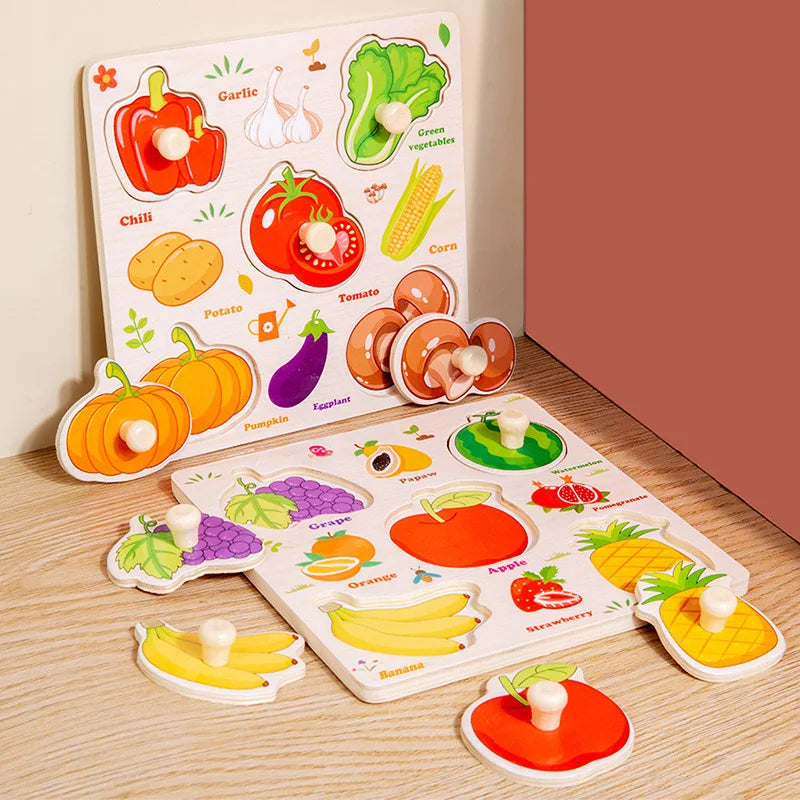 Montessori  Toys Wooden 3d Puzzle Cartoon Animal Intelligence Jigsaw Puzzle Early Learning Educational Toys for Children