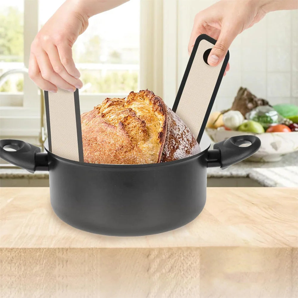 2Pcs Silicone Bread Sling for Dutch Oven Easy To Clean Non-Stick Silicone Baking Mat Platinum Silicone Baking Mat for Dutch Oven