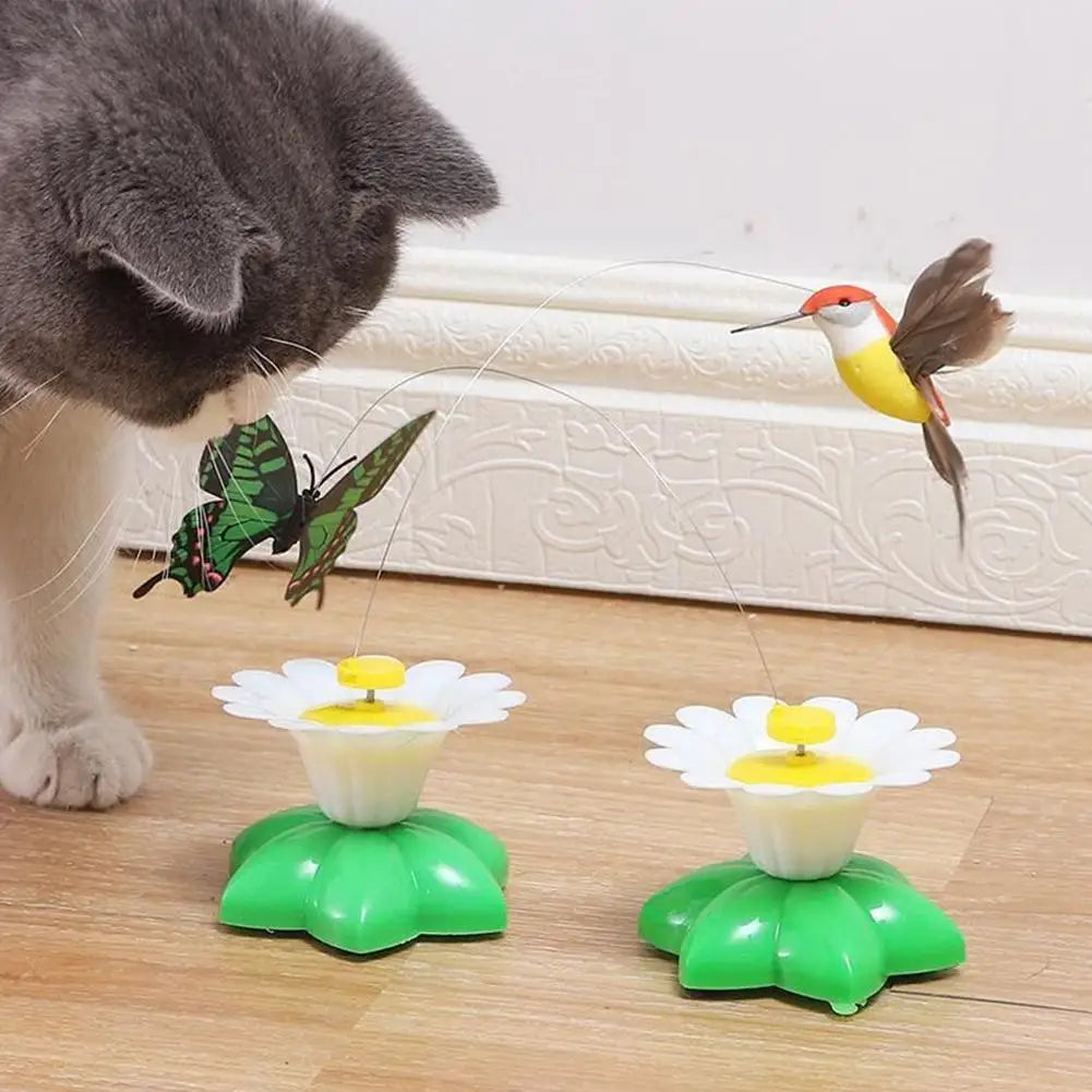 Random Color Rotating Electric Butterfly, Hummingbird Pet Product Rotating Around Flowers To Cats And Butterflies Pet Toys