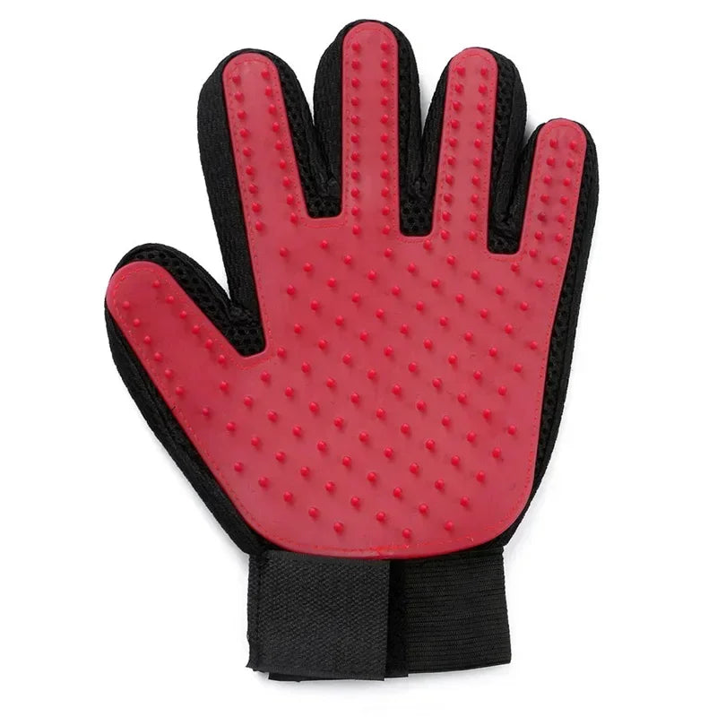 2-in-1 Pet Grooming Gloves, Silicone Deshedding Brush & Massager for Dogs Cats, Removes Loose Hair, Boosts Circulation, Bathing