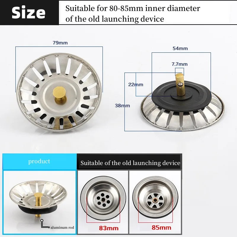 Sink Strainer Drains Filter Stainless Steel Kitchen gadgets Accessories Stopper Waste Plug Bathroom Lavabo Hair Colander Catcher
