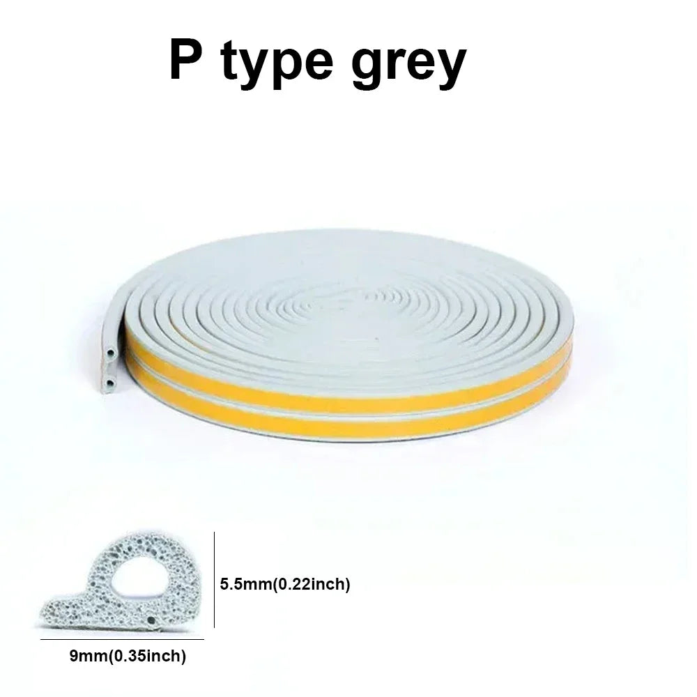 5m/10m DIEP Shape Door Seal Strip Self-adhesive Window WeatherStripping Insulation Noise Rubber Sealing Strip Draft Stopper Tape